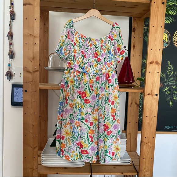Mini Boden Colorful Smocked Floral Print Dress 7 - Picture 2 of 12